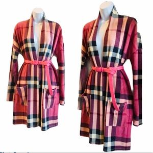Beeson River Pink Check Plaid Cardigan